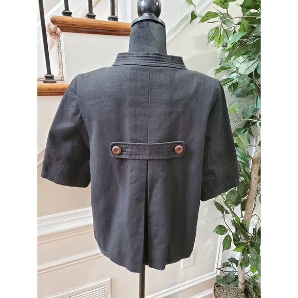 J.Crew Women Black 100% Cotton 3/4 Sleeve Buttons Front Casual Jacket Blazer 8 - Picture 8 of 11